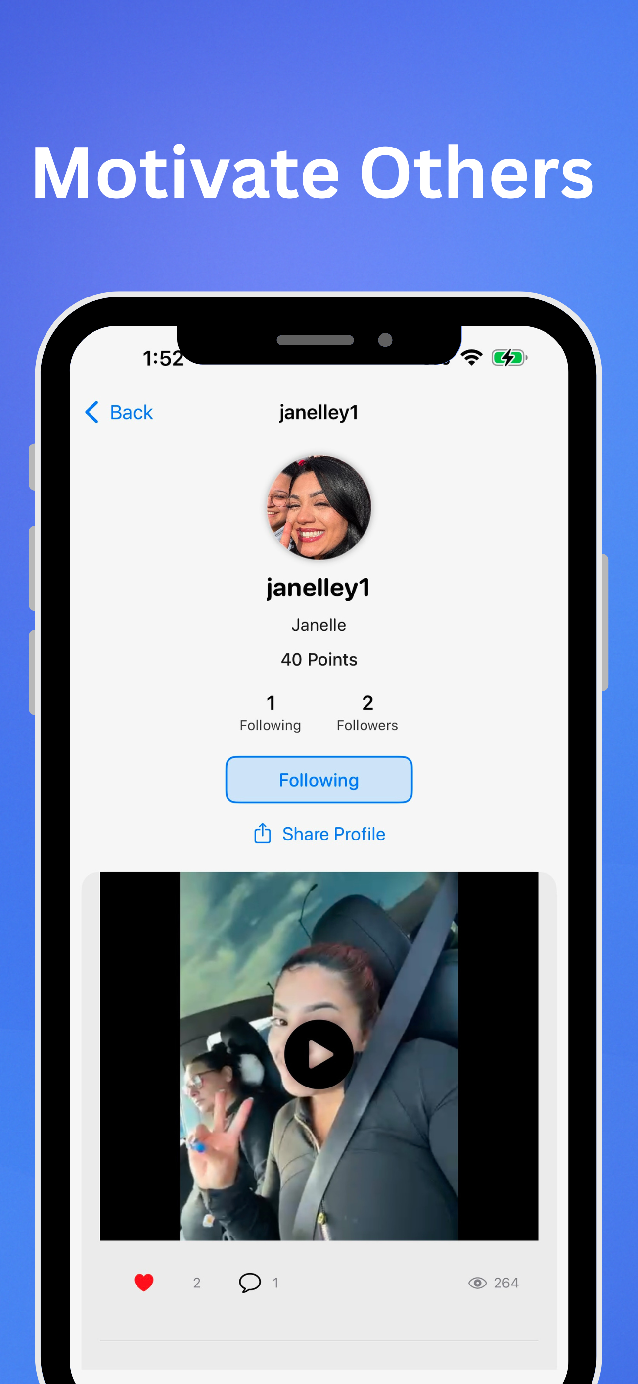 See Breakthrough app profile screen showing a feed of user posts and progress updates.